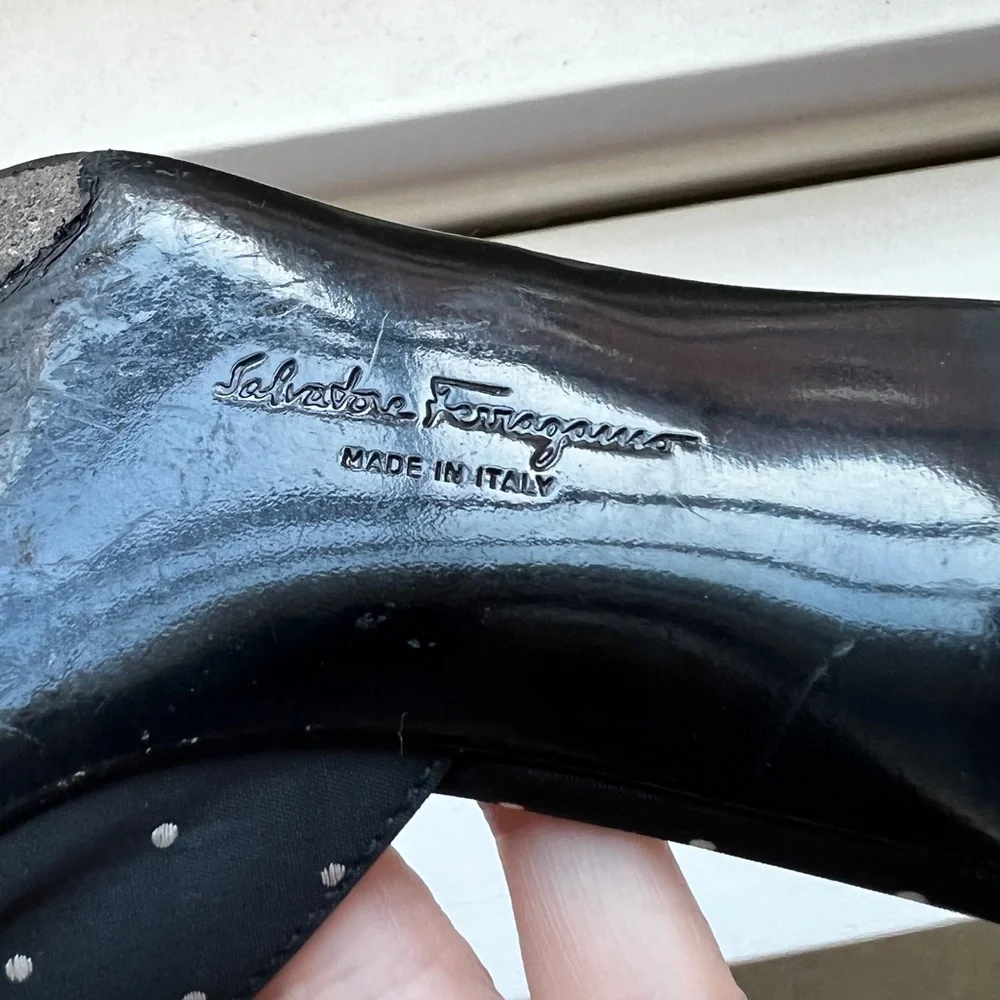Salvatore Ferragamo Black Polka Dot Mules - Picture 8 of 13